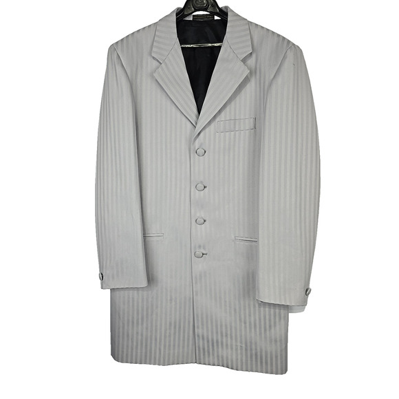 Falcone Longline Boy's Blazer 90s Suit Jacket 20R Pinstripe Gray - Picture 1 of 10